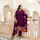Majestic Wine Thread Embroidered Kurta