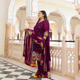 Majestic Wine Thread Embroidered Kurta