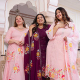 Dreamy Petals Elegance Thread Embroidered Lehenga Set