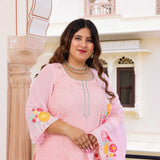 Soft Pink Thread Embroidered Suit Set