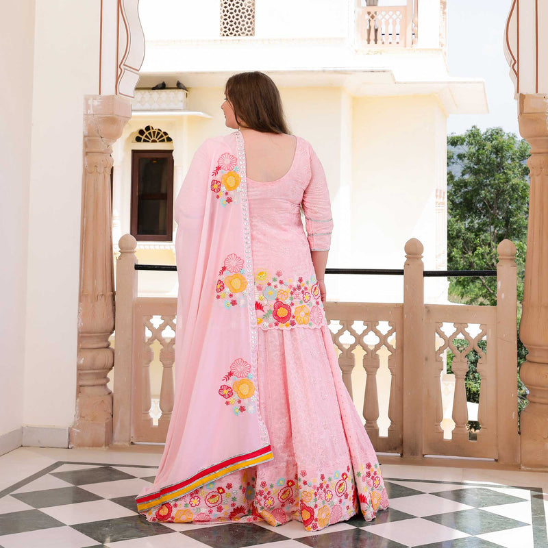 Dreamy Petals Elegance Thread Embroidered Lehenga Set