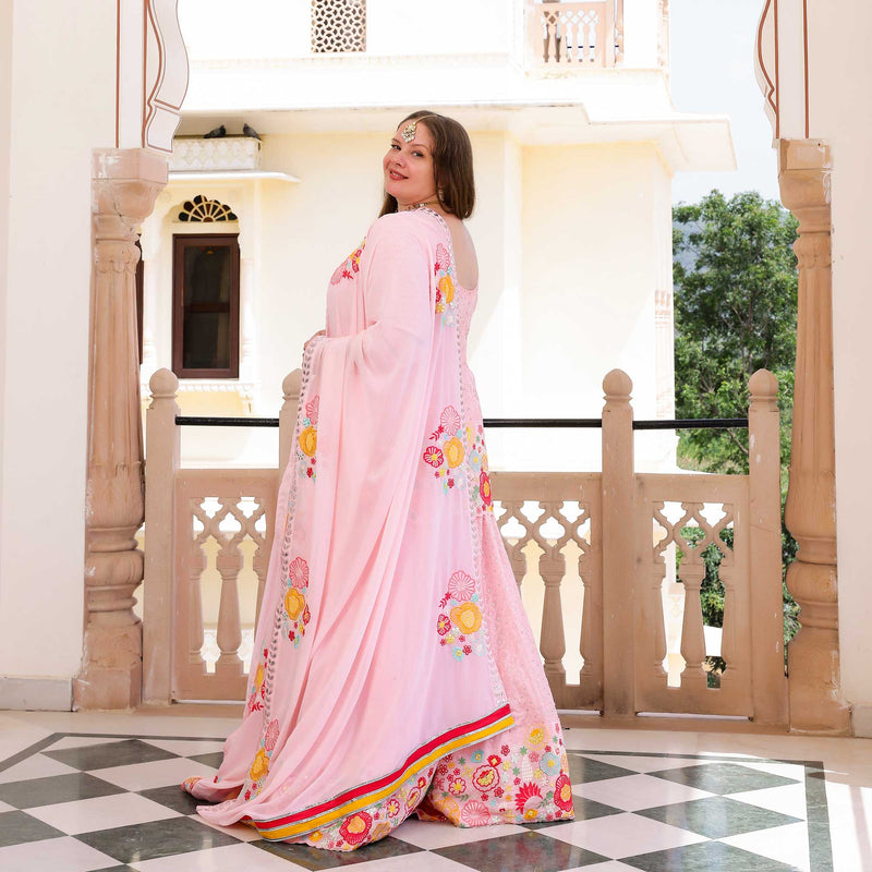 Dreamy Petals Elegance Thread Embroidered Lehenga Set