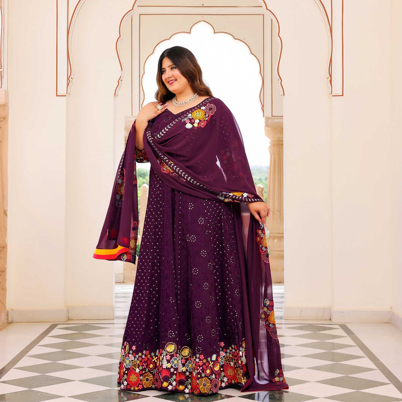 Spiceberry Elegance Thread Embroidered Anarkali