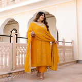 Sunrise Splendor Zari & Sequin Embroidered Georgette Suit Set
