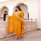 Sunrise Splendor Zari & Sequin Embroidered Georgette Suit Set