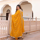 Sunrise Splendor Zari & Sequin Embroidered Georgette Suit Set
