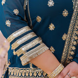 Prussian Blue Elegance Sequin Georgette Lehenga Set