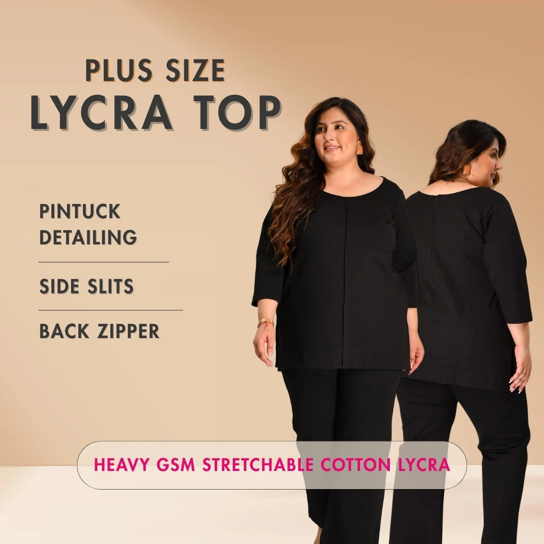 Woman wearing a black plus size lycra
