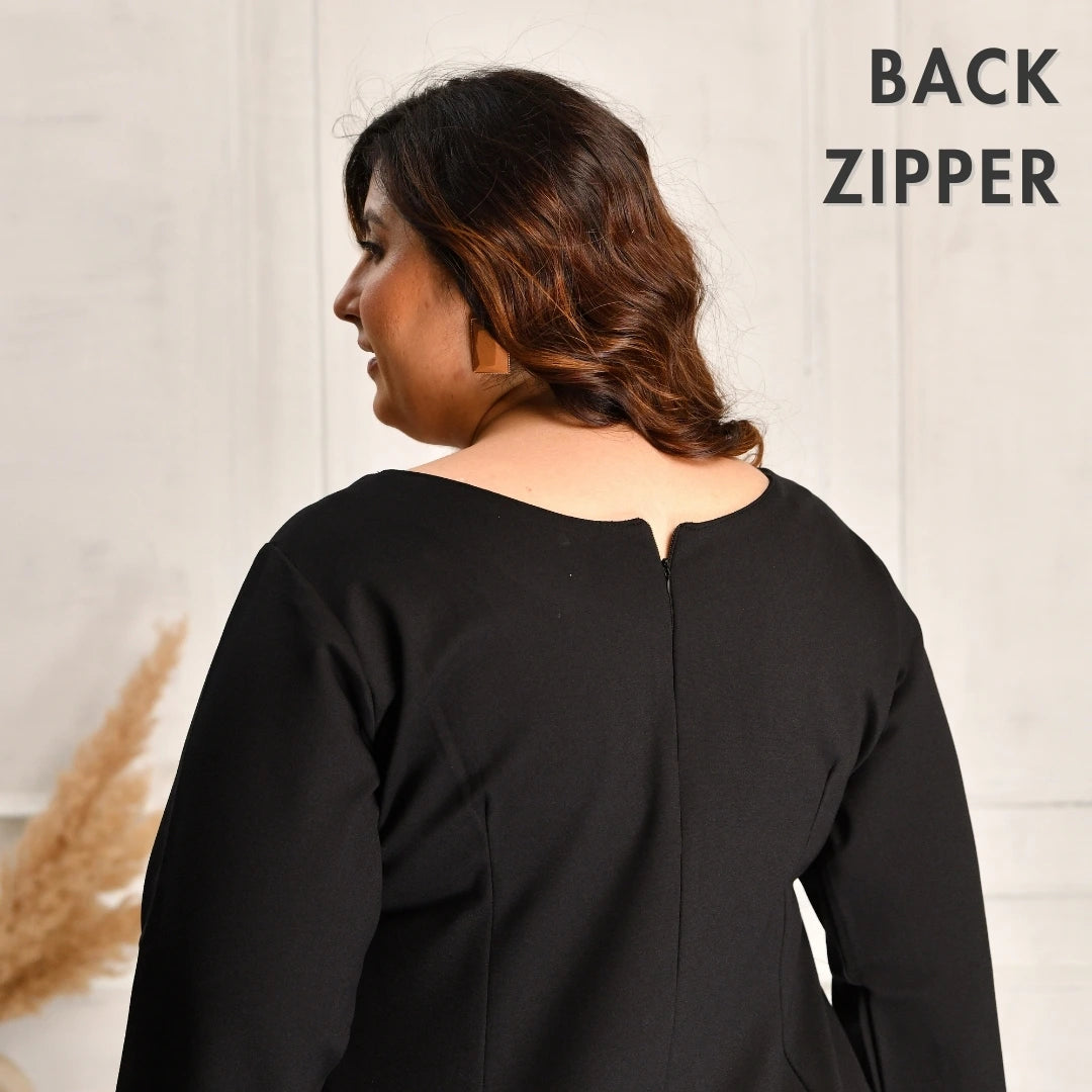 Woman wearing a black plus size lycra