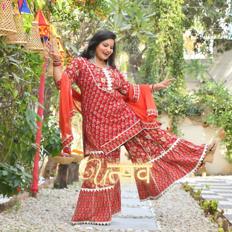 Rose Garden Fusion Gota Sharara Set