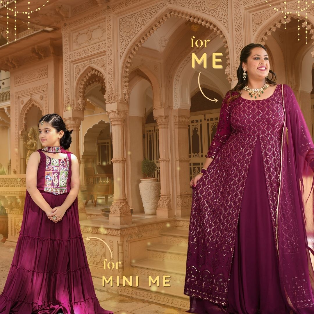 Wine Thread Embroidered Georgette Anarkali Dress