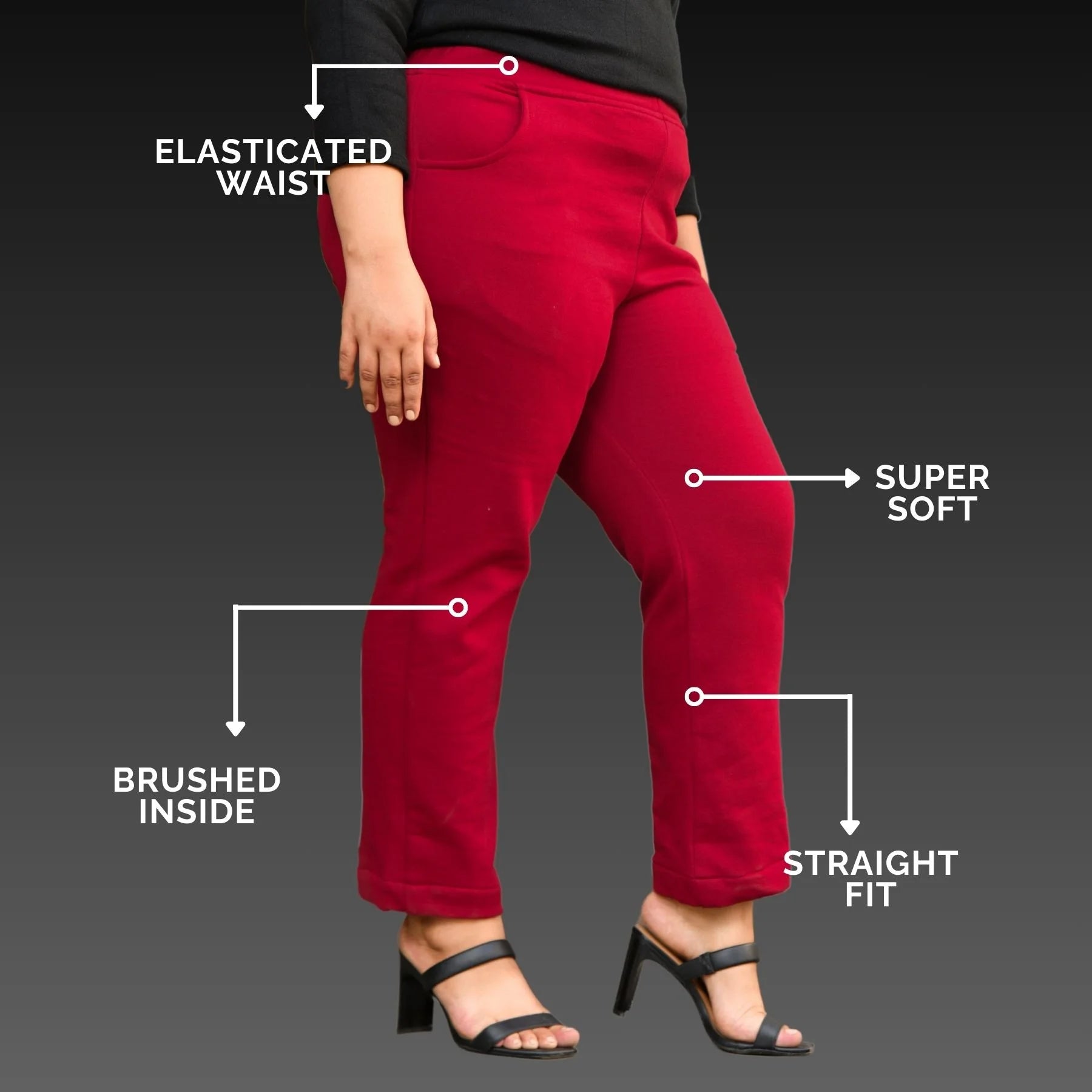 Woollen Fleece Straight Pants With Pockets Plus Size Clothing Waist Size 38 60