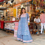 Gulabi Mehfil Handblock Printed Skirt Set 
