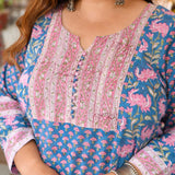Gulabi Mehfil Handblock Printed Skirt Set 