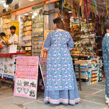 Gulabi Mehfil Handblock Printed Skirt Set 