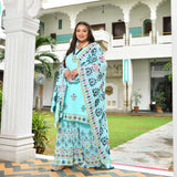Misty Floral Fusion Embroidered Sharara Set