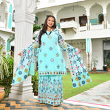 Misty Floral Fusion Embroidered Sharara Set