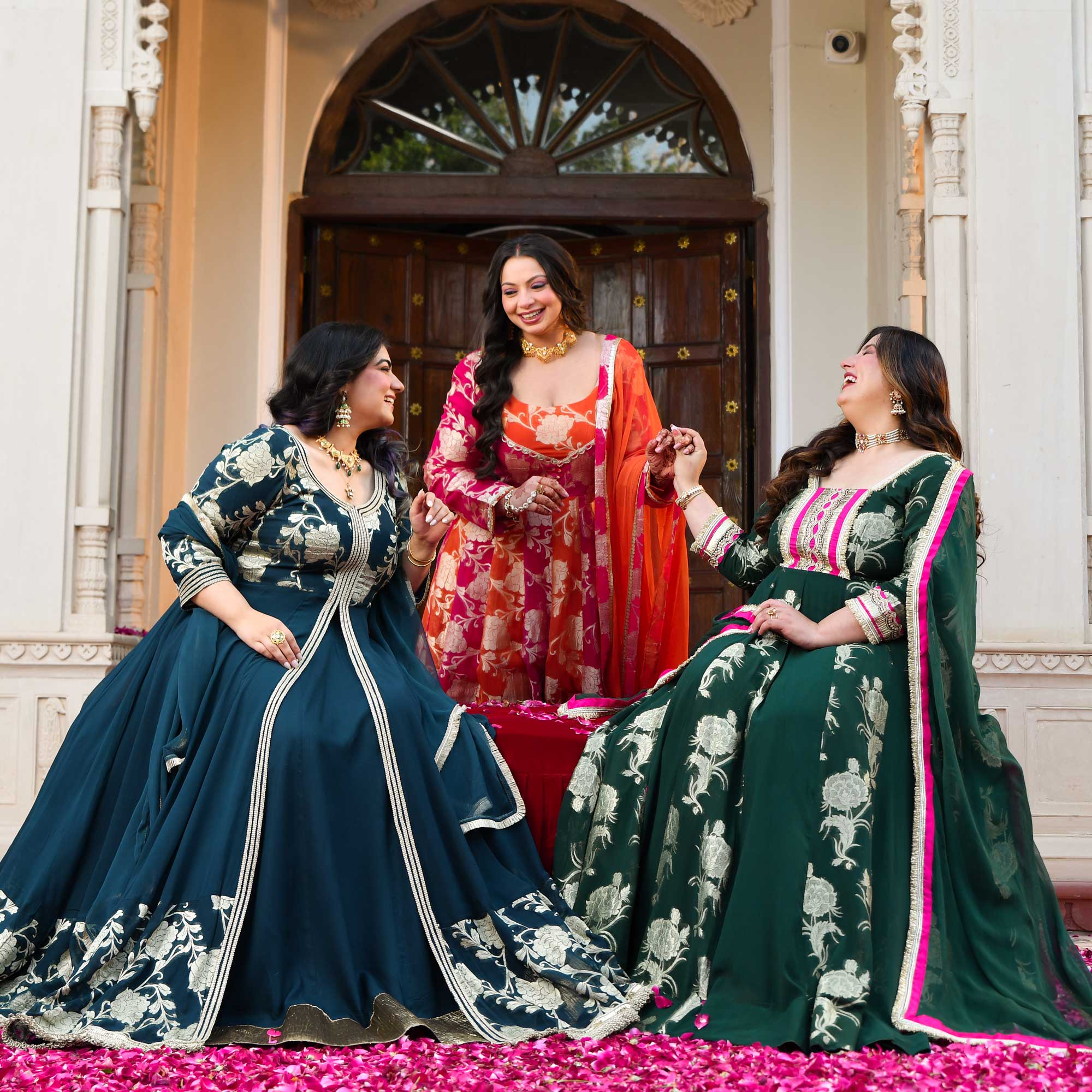 Tulsi- Bottle Green Banarasi Pure Georgette Anarkali Set