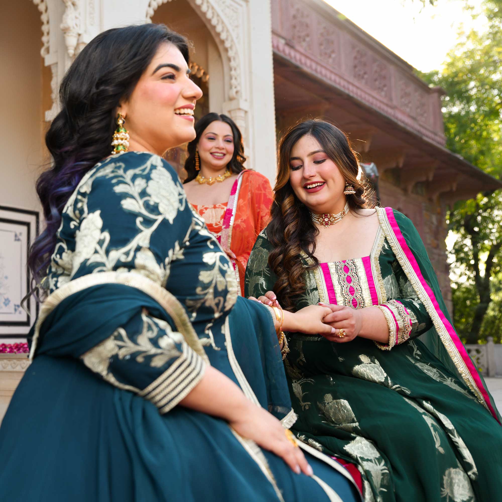 Tulsi- Bottle Green Banarasi Pure Georgette Anarkali Set