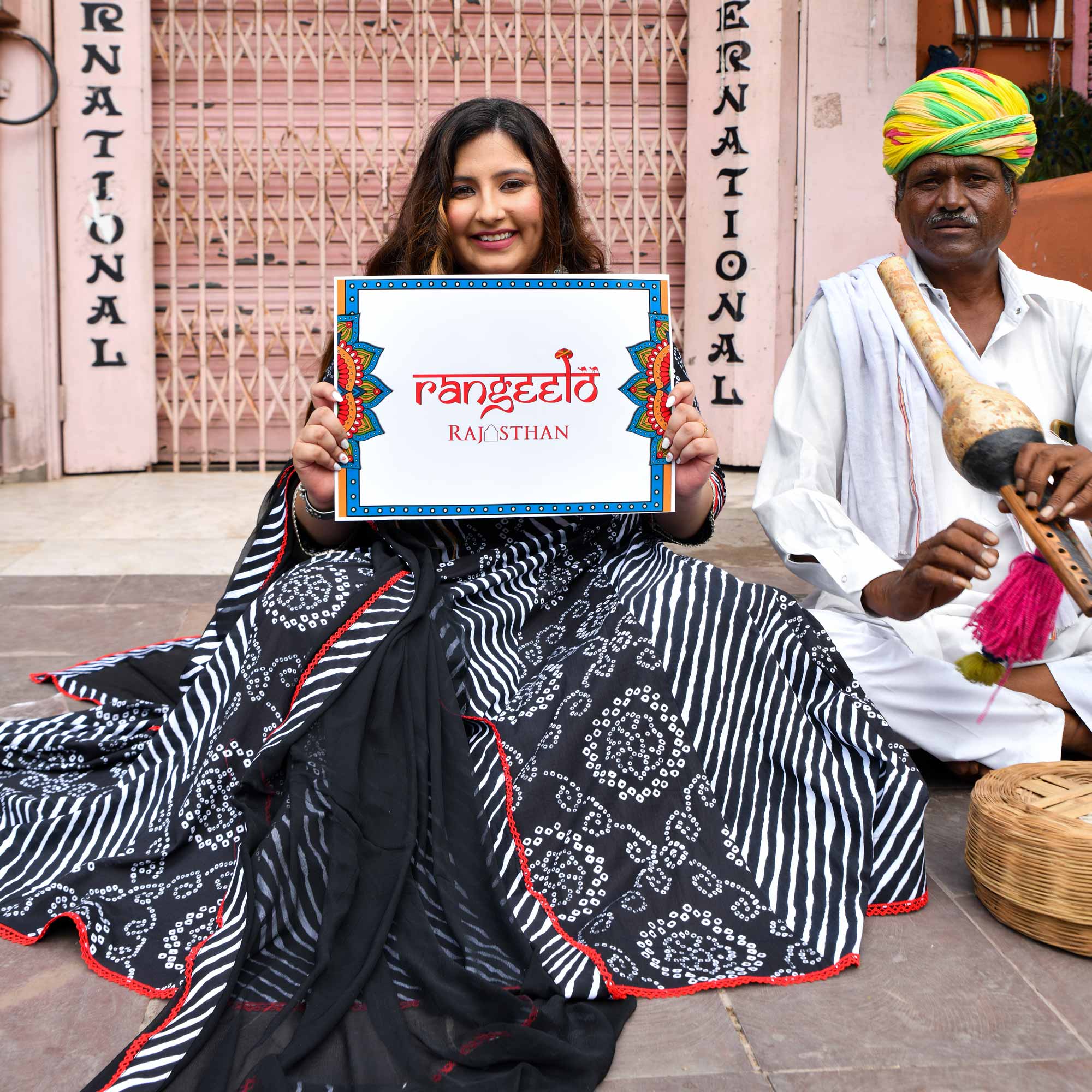 Rani in Black- Bandhani Cotton Anarkali