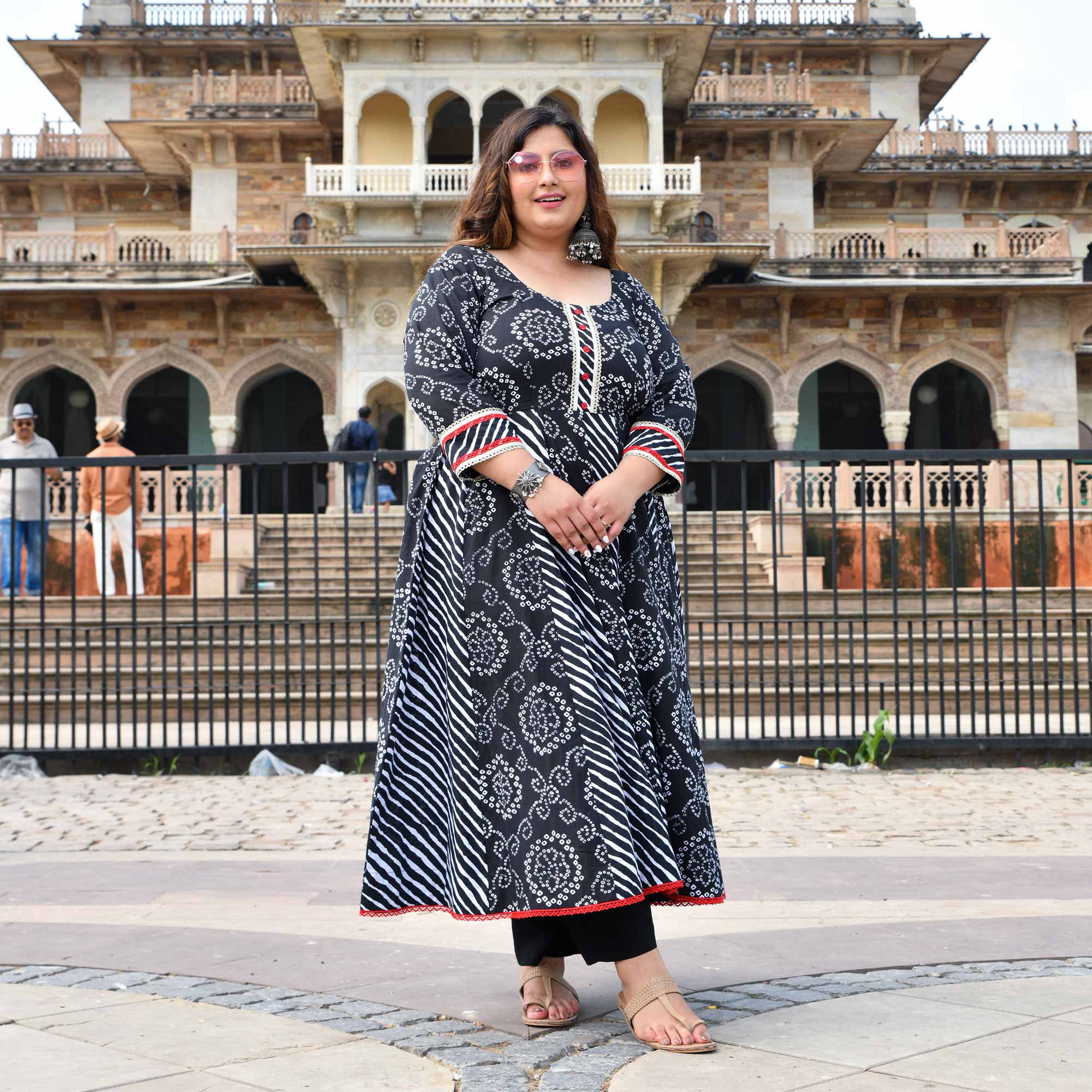 Rani in Black- Bandhani Cotton Anarkali