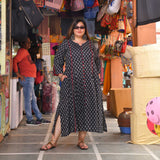 Sunday Delight Black Floral Cotton Dress