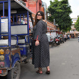 Sunday Delight Black Floral Cotton Dress