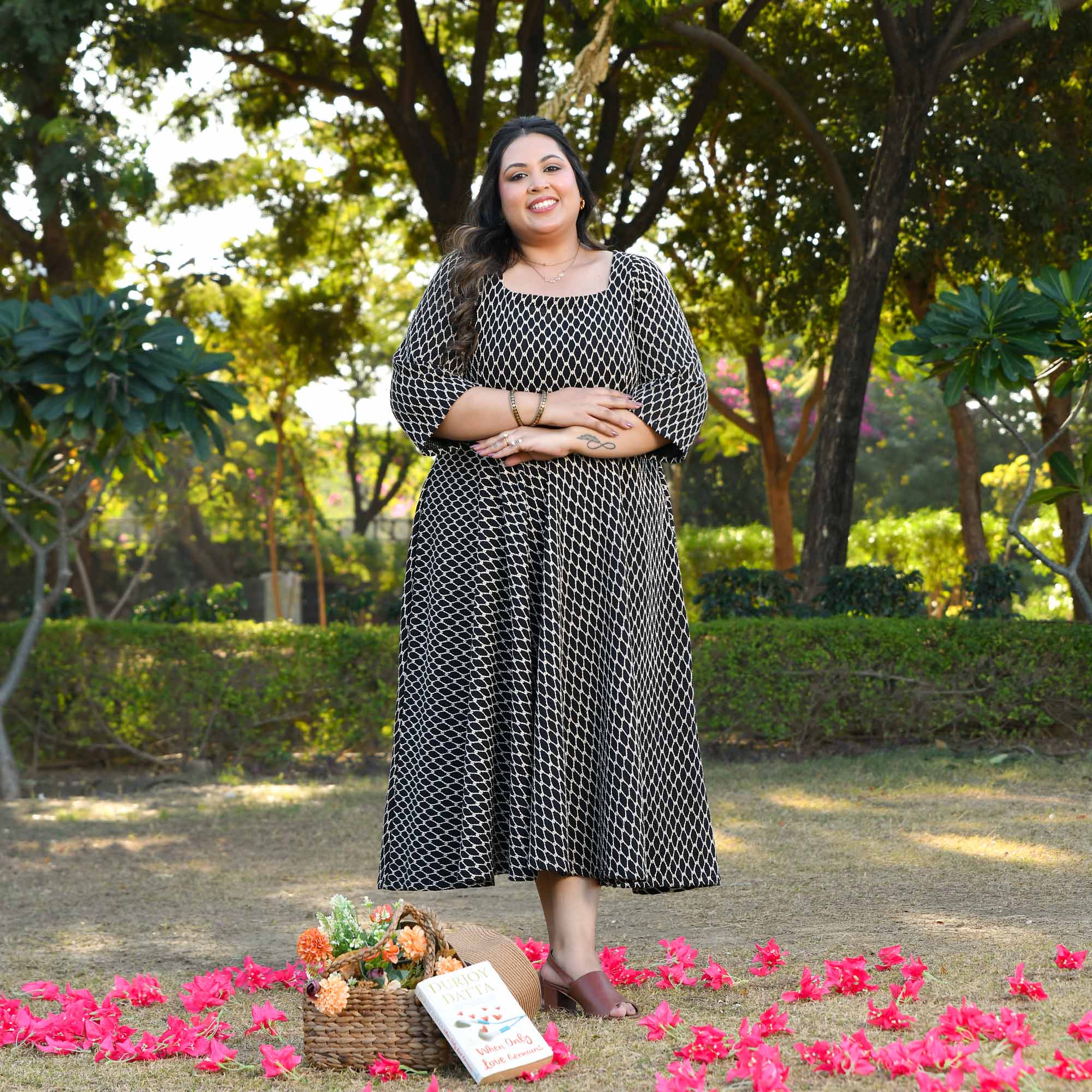 Berlin- Black & Ivory Knitted Fit n Flair Dress