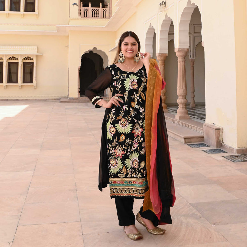 Starlit Grace Thread Embroidered Suit Set