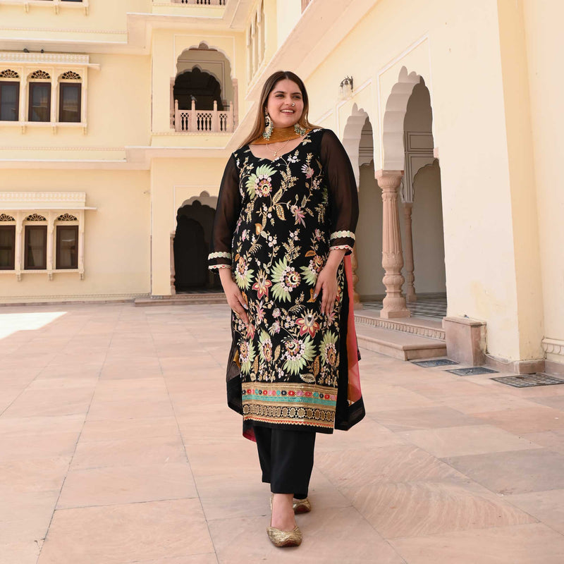 Starlit Grace Thread Embroidered Suit Set