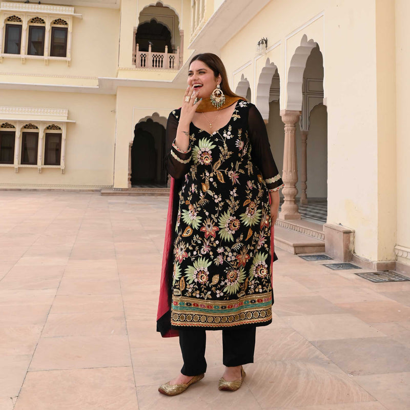 Starlit Grace Thread Embroidered Suit Set