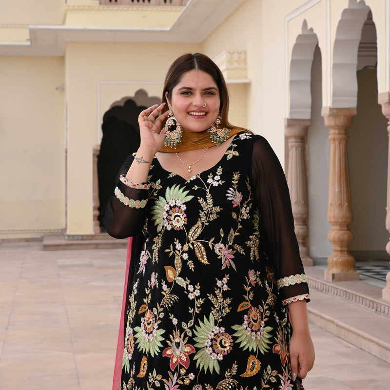 Starlit Grace Thread Embroidered Suit Set