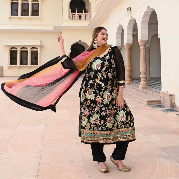 Starlit Grace Thread Embroidered Suit Set