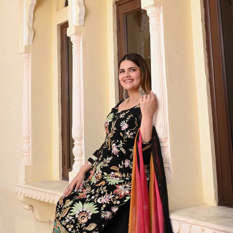 Starlit Grace Thread Embroidered Suit Set