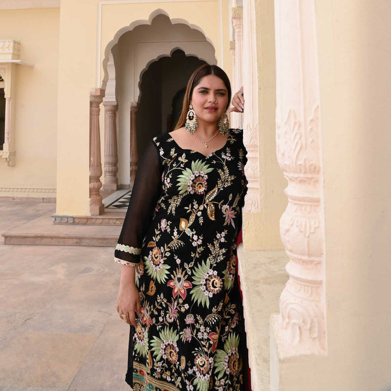 Starlit Grace Thread Embroidered Suit Set