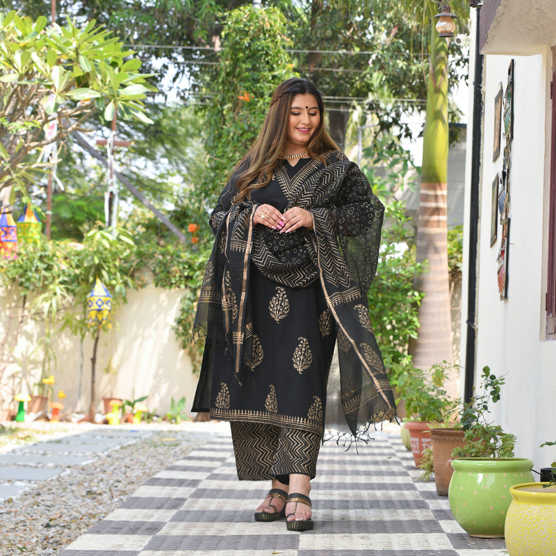 black-gold-block-printed-cotton-kurta