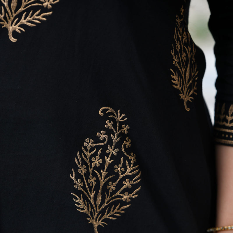 black-gold-block-printed-cotton-kurta