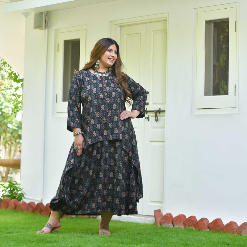 Nomadic Knots Black Ikkat Dress