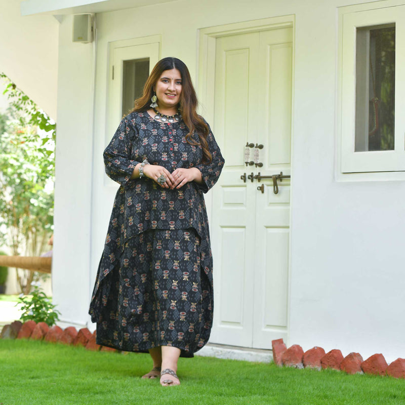 Nomadic Knots Black Ikkat Dress