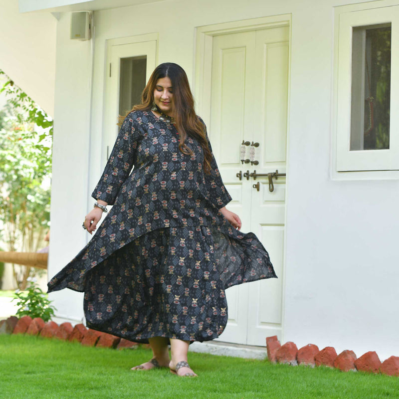Nomadic Knots Black Ikkat Dress