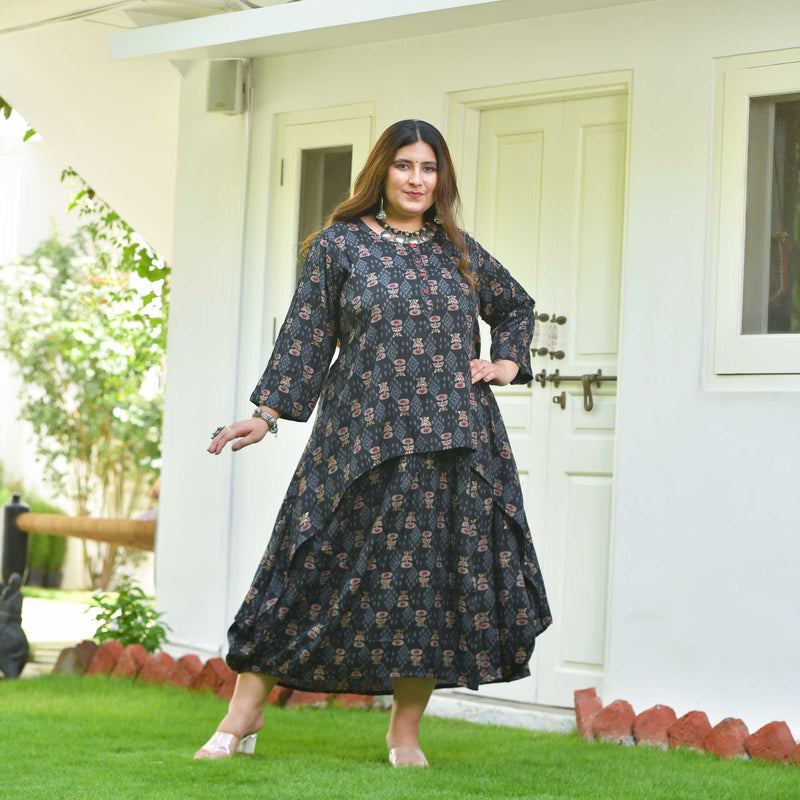 Nomadic Knots Black Ikkat Dress