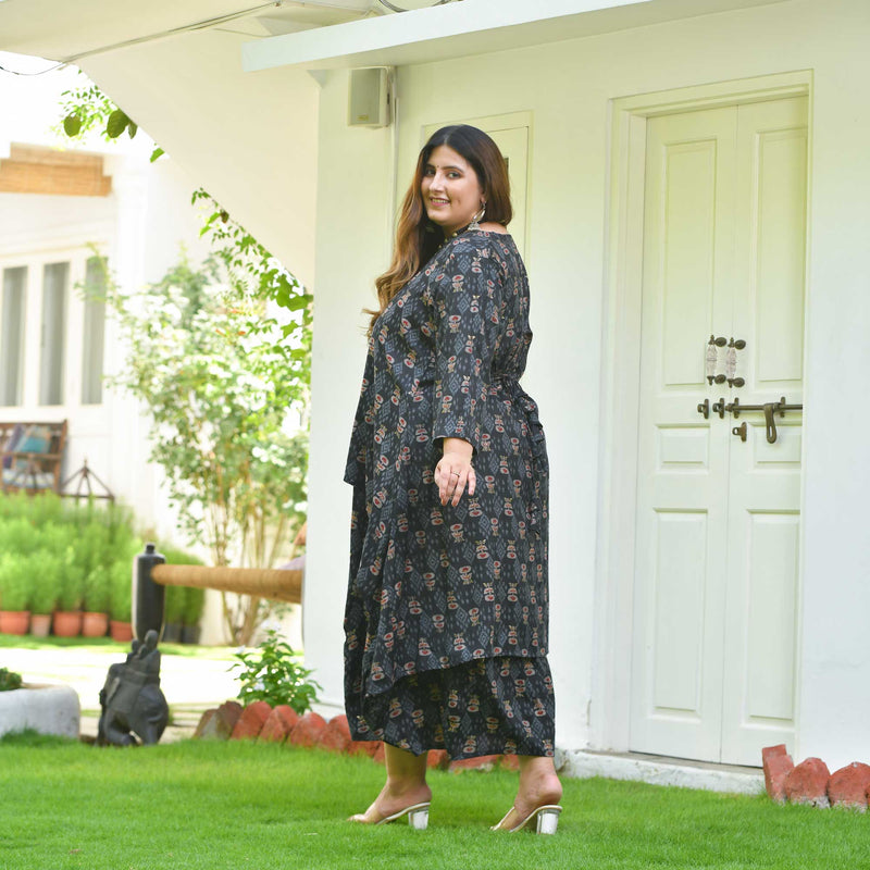 Nomadic Knots Black Ikkat Dress