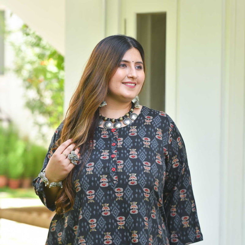 Nomadic Knots Black Ikkat Dress