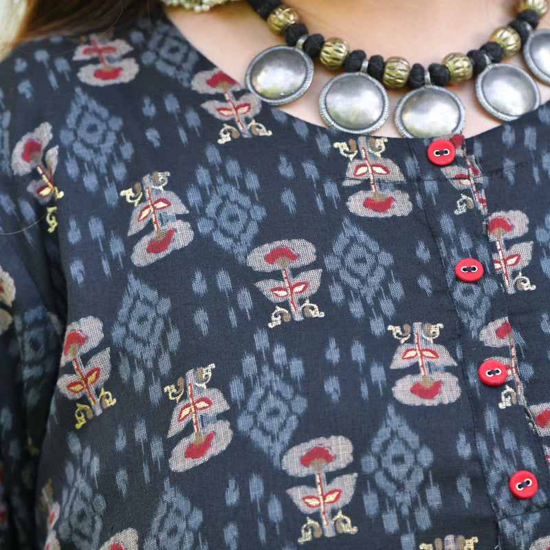 Nomadic Knots Black Ikkat Dress