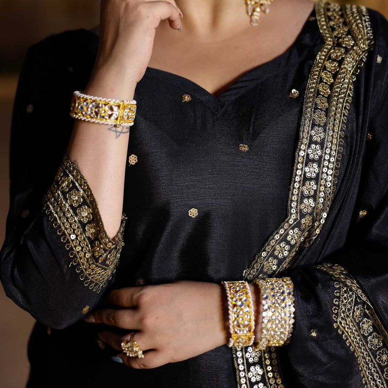 Gleaming Midnight Scalloped Sequin Lehenga Set