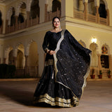 Gleaming Midnight Scalloped Sequin Lehenga Set