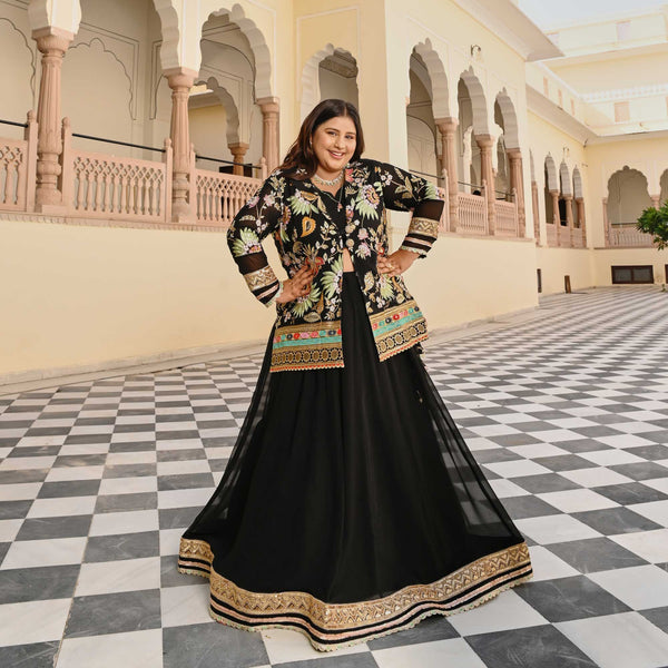Starlit Grace Thread Embroidered Blazer Lehenga Set