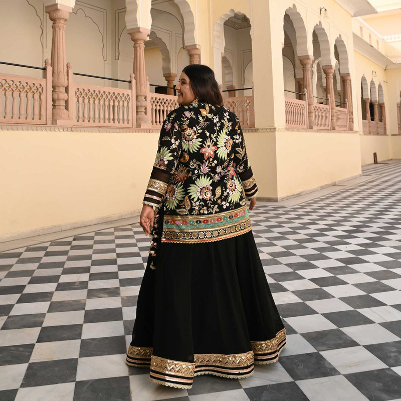 Starlit Grace Thread Embroidered Blazer Lehenga Set