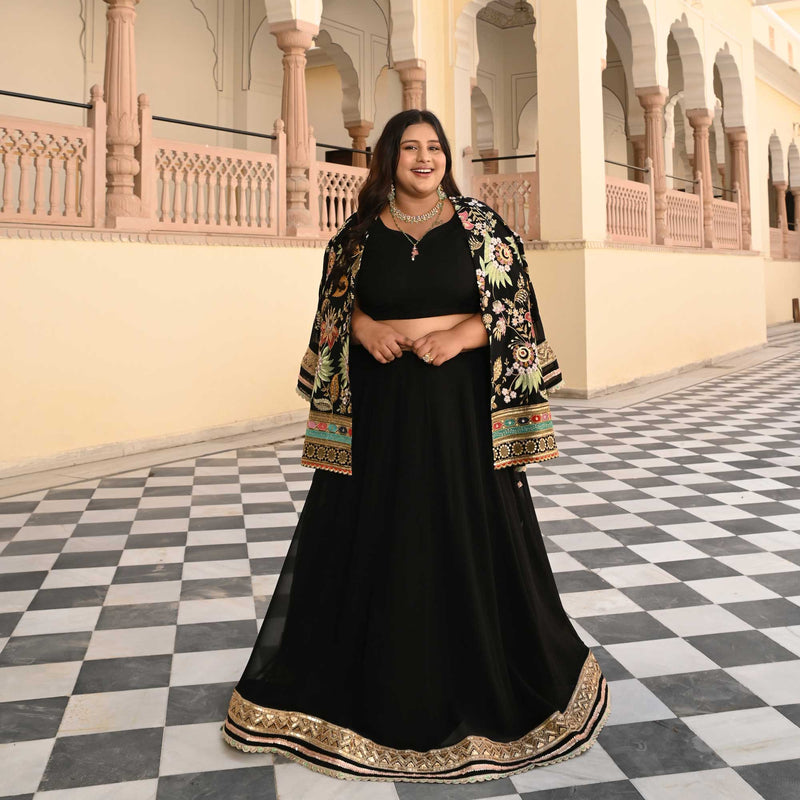 Starlit Grace Thread Embroidered Blazer Lehenga Set