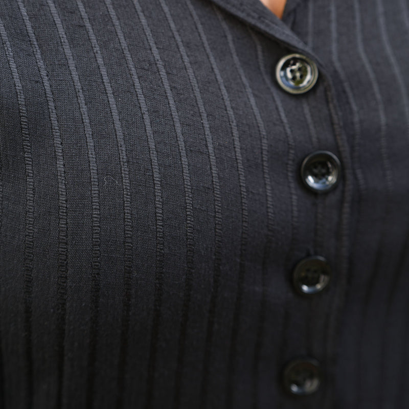Classic Black Textured Blazer Pants Co-Ord Set